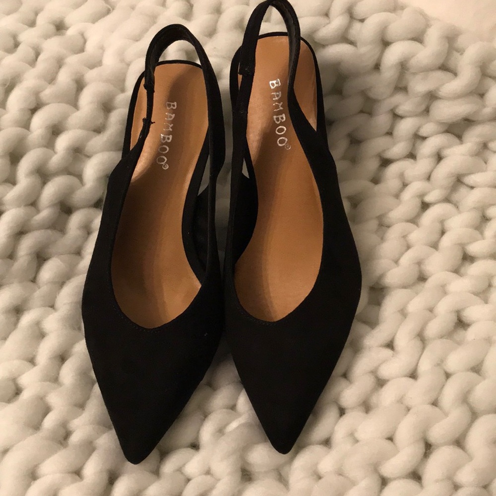 Black sling back pumps